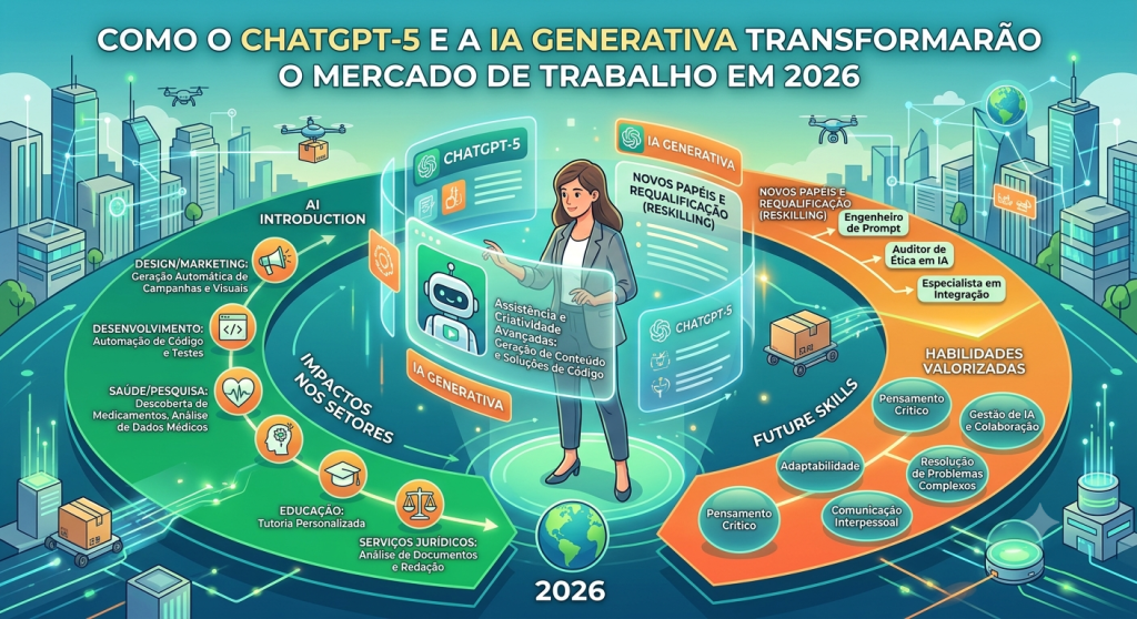 Como o ChatGPT-5 e a IA Generativa vão transformar o mercado de trabalho em 2026